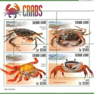 A2529 - SIERRA LEONE - ERROR: MISPERF, Miniature sheet - 2019 Crabs, Marine Life