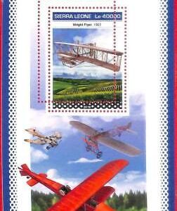 A4558 - SIERRA LEONE - ERROR MISPERF, Souvenir s: 2018, Airplanes, Wright Flyer