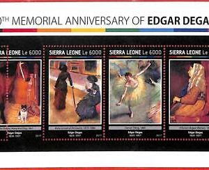 A4642 - SIERRA LEONE - ERROR MISPERF Miniature s: 2017, Degas, Art, Horses, Dogs