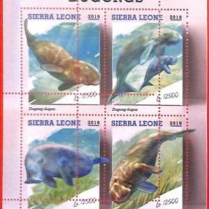 A4818 - SIERRA LEONE - ERROR MISPERF Miniature s: 2019 Dugong dugon, Marine Life