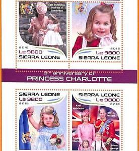 A6859- SIERRA LEONE, Error 2018 MISSPERF MINIATURE S: Princess Charlotte, Royals