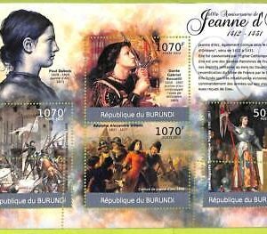 A0134 - BURUNDI - ERROR, 2012  MISSPERF SHEET:  History Religion JOAN OF ARC