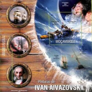 A8233 - MOCAMBIQUE -ERROR MISPERF Stamp Sheet -2013 ART Boats Aivazovsky