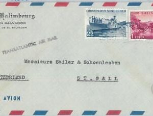 81657 - EL SALVADOR -  AIRMAIL COVER to SWITZERLAND 1950's - BOATS