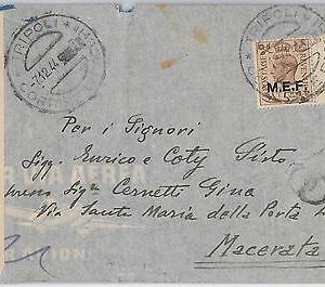 M.E.F. Middle Eastern Forces -  postal history: Sass # 10 COVER - CENSOR BAND