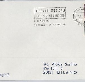 56803 -  ITALY - POSTAL HISTORY - POSTMARK on COVER - MUSIC: Pescasseroli 1975