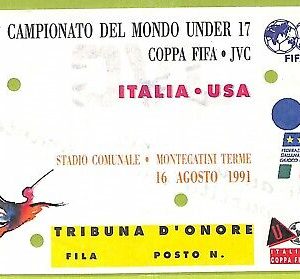 C2657- Vecchio BIGLIETTO PARTITA CALCIO 1991 ITALIA VS USA