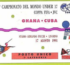 C2655- Vecchio BIGLIETTO PARTITA CALCIO 1991 GHANA VS CUBA