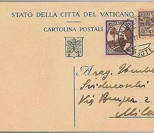 47776 -  VATICANO   - Storia Postale: INTERO POSTALE con francobolli AGGIUNTI