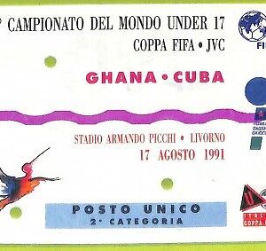 C2658- Vecchio BIGLIETTO PARTITA CALCIO 1991 GHANA VS CUBA