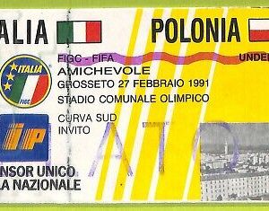 C2660- Vecchio BIGLIETTO PARTITA CALCIO 1990-1991 ITALIA VS POLONIA