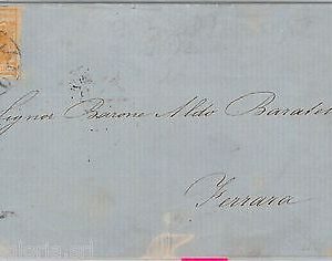 ANTICHI STATI:  LOMBARDO VENETO - STORIA POSTALE:  Sassone 1h  ISOLATO su BUSTA