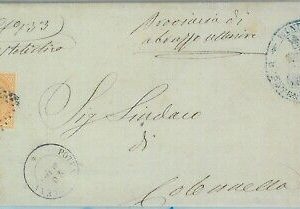 89487 - REGNO - STORIA POSTALE - Annullo NUMERALE su BUSTA: Potenza Picena 1875