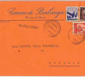 REPUBBLICA - Storia Postale: ANNULLO MUTO EMERGENZA su BUSTA da  BARBARIGA 1950