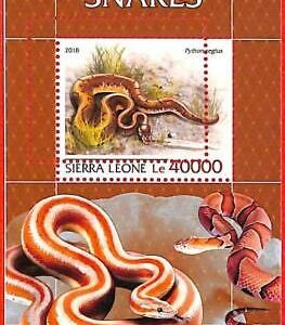 A4761 - SIERRA LEONE - ERROR MISPERF, Hoja de recuerdo: 2018, Serpientes,...