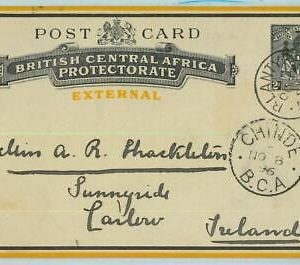 bk0215 - British Central Africa -  POSTAL STATIONERY H.G. #2  to Ireland - RARE