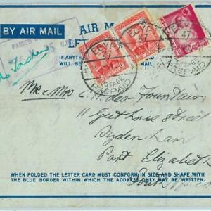 BK0374 - Postal History -  NEW ZEALAND + South Afrika stamps on COVER from EGYPT
