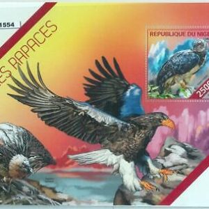 M1554 - NIGER, ERROR, 2014 MISSPERF SHEET: Birds of Prey, Raptors