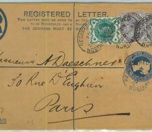 BK0860 - GB - POSTAL HISTORY - REGISTERED STATIONERY COVER to FRANCE 1901
