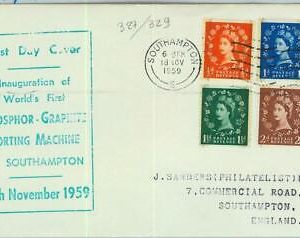 BK0865 - GB - POSTAL HISTORY - 1959 FDC Cover SG # 599/601 + 605 Sorting Machine