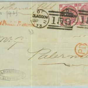 BK0774 - GB - POSTAL HISTORY - SG # 103 Plate 10*2 on COVER from GLASGOW 1873