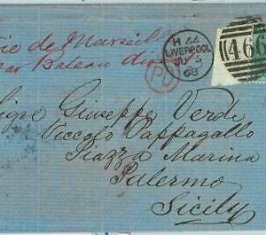 BK0775 - GB - POSTAL HISTORY - SG # 100 P. 4 on COVER from LIVERPOOL 1868