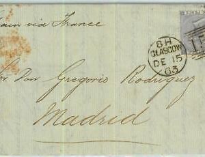 BK0746 - GB - POSTAL HISTORY - Six pence on COVER from GLASGOW to SPAIN 1863