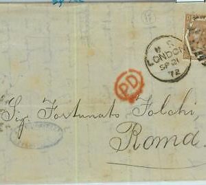 BK0758 - GB - POSTAL HISTORY - SG # 122 on COVER from LONDON to ITALY 1872