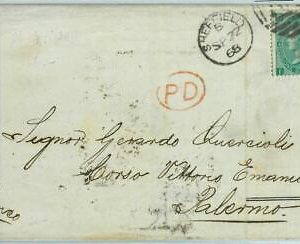 BK0790 - GB - POSTAL HISTORY - SG # 100 P4 on COVER from SHEFFIELD to ITALY 1868