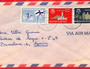 aa3571 - DUTCH  ANTILLEN  - POSTAL HISTORY - AIRMAIL COVER to SPAIN 1973  Flags