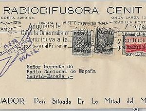 58604 -  ECUADOR - POSTAL HISTORY: COVER to ITALY with PROPAGANDA postmark  1954