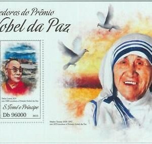 M1619 - S TOME & PRINCIPE, ERROR, 2013 MISPERF stamp SHEET: Nobel Mother Theresa