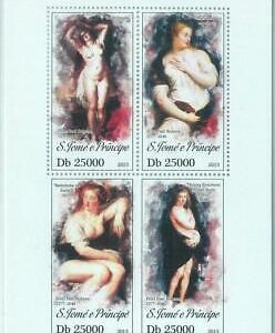 M1616 - S TOME & PRINCIPE - ERROR, 2013, MISPERF stamp  SHEET: Rubens, Art
