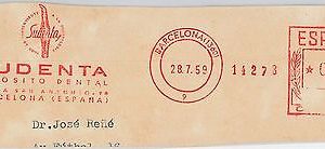 SPAIN - POSTAL HISTORY: Mechanical Postmark on CUT-OUT 1959: DENTAL Dentistry