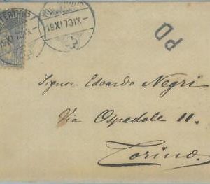 89075 - SWITZERLAND - POSTAL HISTORY -  COVER from Winterthur to ITALY  1873