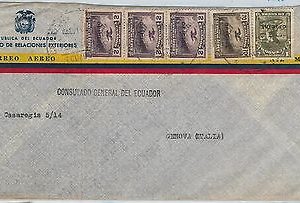 61289 - ECUADOR - POSTAL HISTORY -  MAIL COVER  to ITALY 1947: GOLD MINING birds