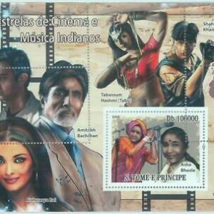 M1588 - S TOME & PRINCIPE, ERROR, 2009, MISSPERF SHEET: Indian cinema, Bollywood
