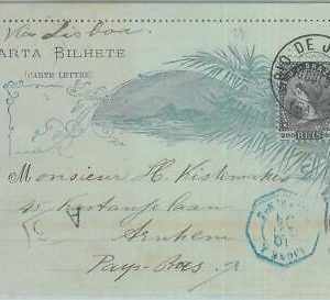89603 - BRAZIL - Postal History - STATIONERY LETTER CARD - FRENCH PAQUEBOT 1894