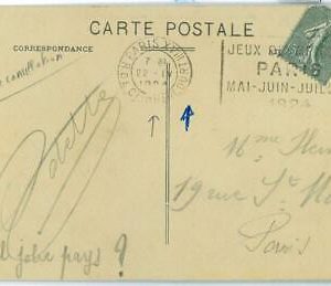 BK1920 - FRANCE - POSTAL HISTORY - 1924 Olympic Games  POSTMARK - Clignancourt