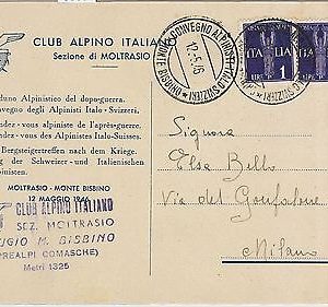 56696  - Mountaineering - ITALY - POSTAL HISTORY: Postcard from MOLTRASIO 1946