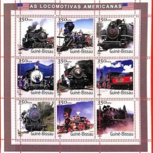 A0882 -  GUINEA-BISSAU - ERROR   MISSPERF SHEET - TRANSPORT American Trains 2001