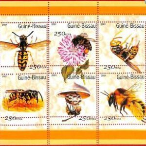A0791 - GUINEA-BISSAU - ERROR  MISSPERF SHEET - INSECTS: Bees 2001