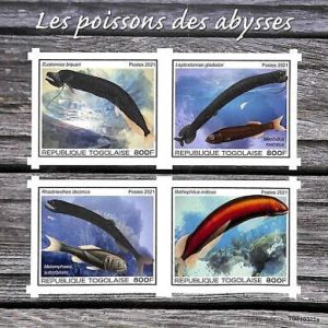 A8867a - TOGO  -  ERROR IMPERF Stamp Sheet - 2021 Marine Life FISH