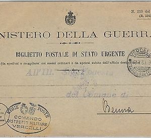 55509  - ITALY -  POSTAL HISTORY:  FIELDPOST card from VERCELLI 1939