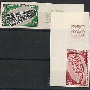 55041 -   FRENCH POLYNESIA -  YVERT 53 Imperf + 54  COLOR PROOF - ETHNIC ART