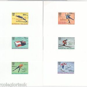 50058 - MADAGASCAR - 1976 WINTER OLYMPIC GAMES Six DELUXE SOUVENIR SHEET Proof