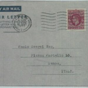 82215 - GB - Postal History - STATIONERY Aerogramme COVER # LF1  to ITALY  1948