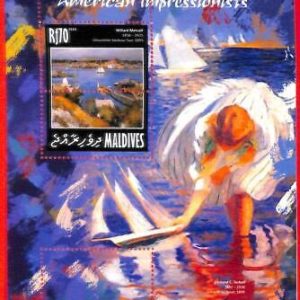 A4077 - MALDIVES - ERROR MISPERF, Souvenir sheet: 2014, Art, Willard Metcalf