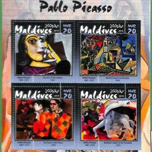 A2183 - MALDIVES - ERROR: MISPERF, Miniature sheet - 2019, Art, Pablo Picasso