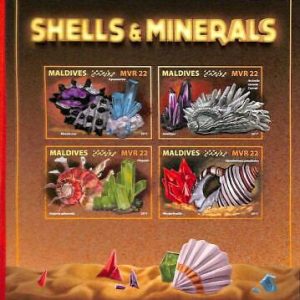 A2072 - MALDIVES, ERROR: IMPERF, MINI S - 2017, Seashells, Marine Life, Minerals